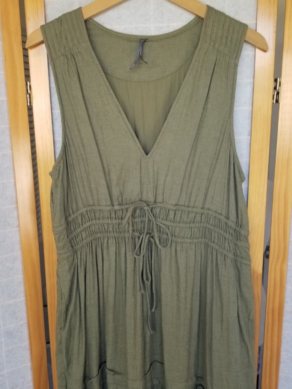 Anthropologie Somerset Linen Maxi Dress Olive Green Large - Picture 2 of 7